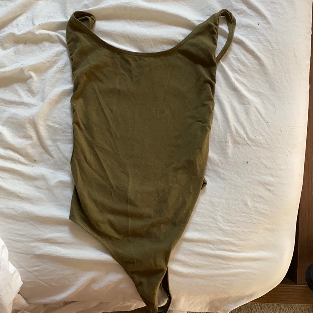 Olive green American Apparel leotard, size S